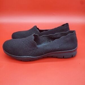 Skechers Seager Stat Slip On Knit Sneakers Womens 8.5 Shoes Black